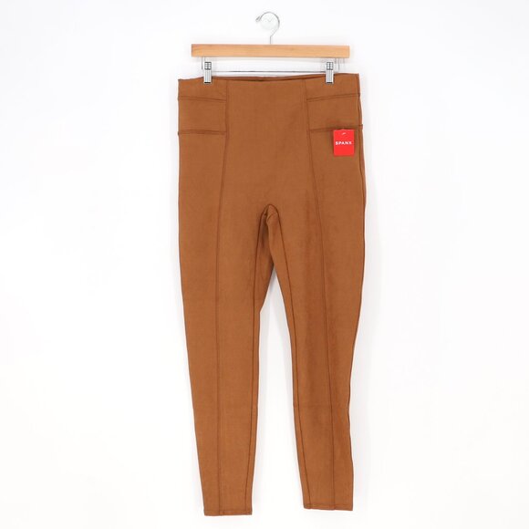 NWT SPANX Faux Suede Leggings in Rich Caramel Soft Stretch Size XL - Picture 5 of 13